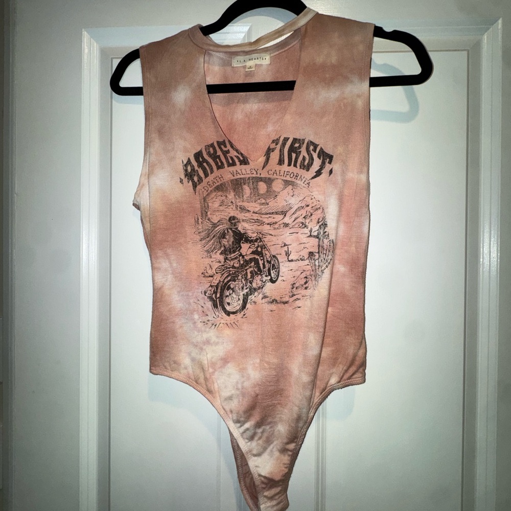 La Hearts Pink Tie-Dye Bodysuit